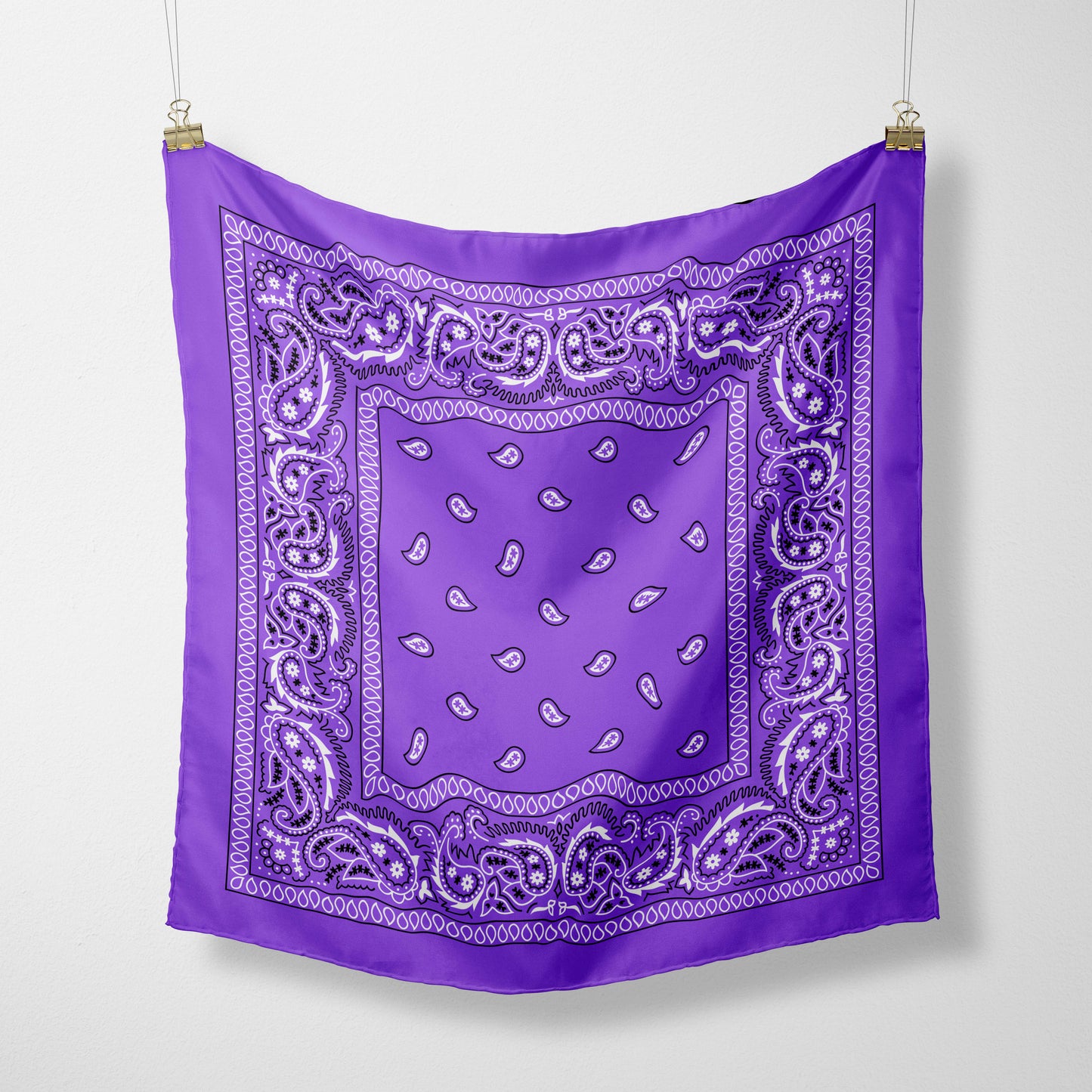 Purple Paisley Bandana - Satin or Poplin with Traditional Pattern