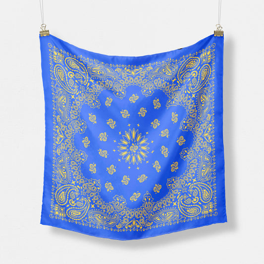 Blue and Gold Paisley Bandana - Versatile and Stylish