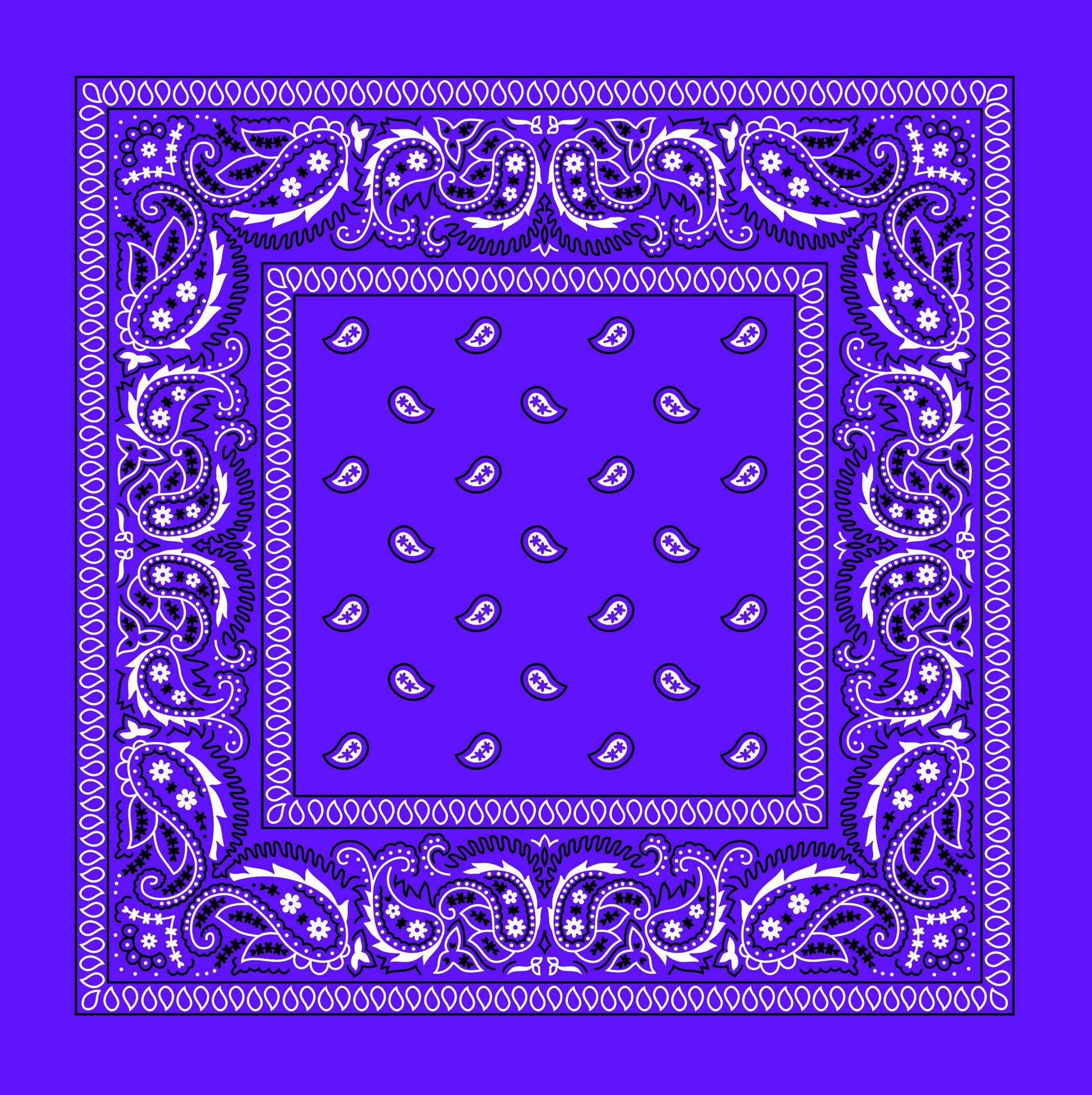 Purple Paisley Bandana, Satin or Poplin with Traditional Pattern for a Head Wrap or Neck Scarf