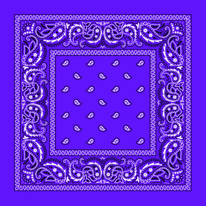 Purple Paisley Bandana, Satin or Poplin with Traditional Pattern for a Head Wrap or Neck Scarf