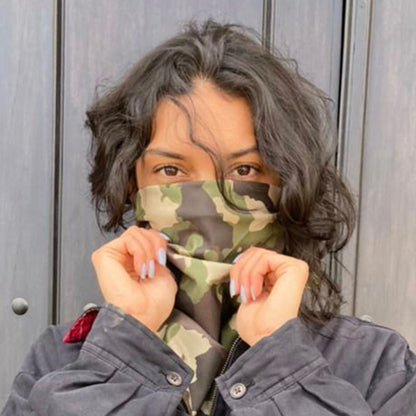 Green Camo Bandana, Woodland Camouflage Head Wrap, Hair Scarf or Tie Top