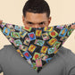 Mexican Loteria Card Bandana Printed on a Black Paisley Background